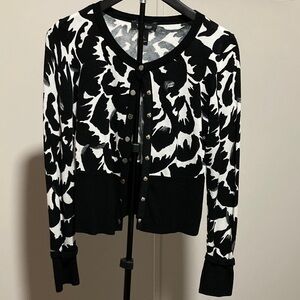 Stylish Black and White Floral Cardigan